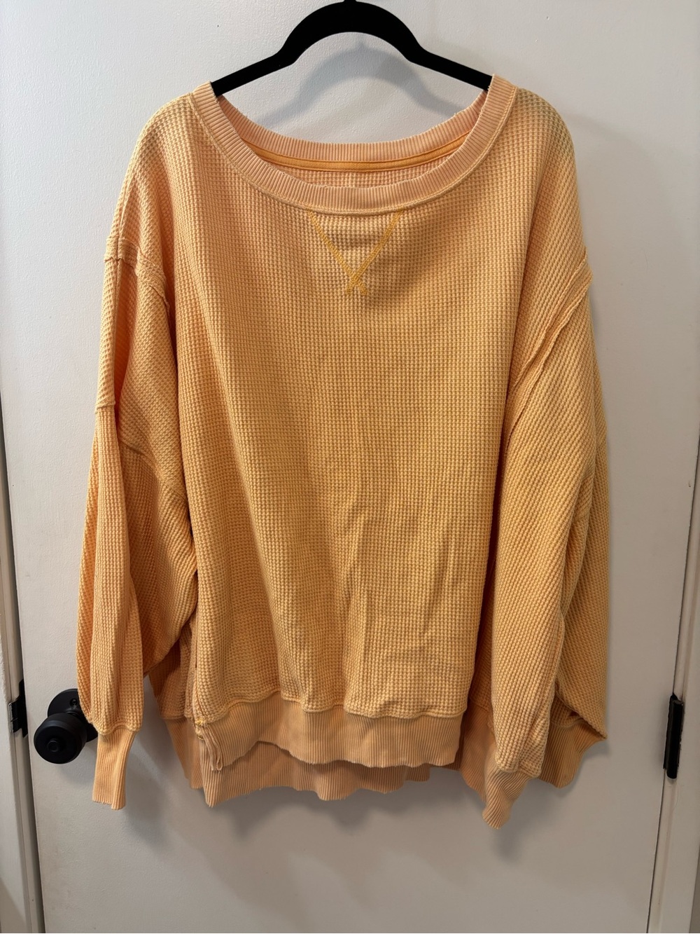 Orange Waffle Knit Women's Sweater